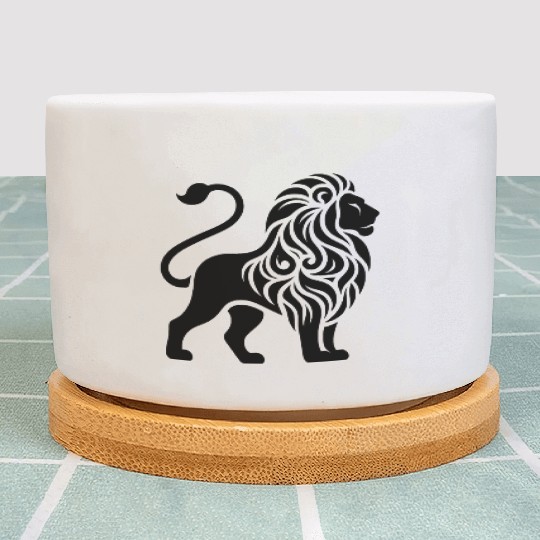 Elegant Tattoo Lion With A Mighty Mane Plant Pots