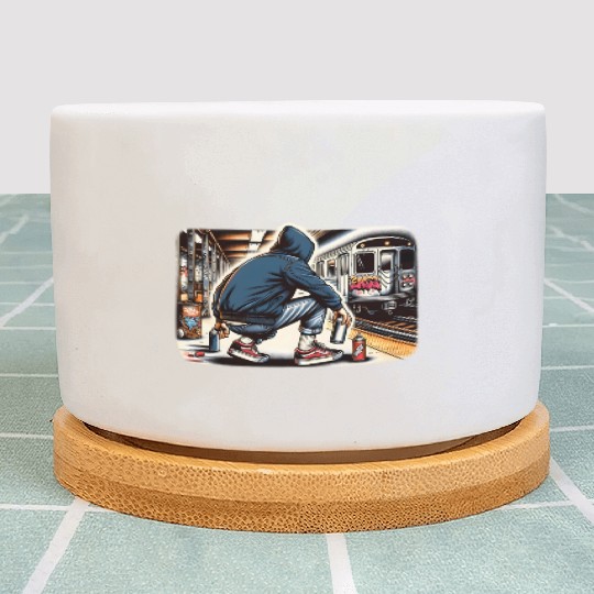 AI Teen in Subway Layup Underground- Masked Border Plant Pots