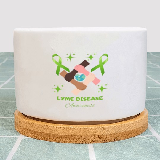 Lime Green Ribbon Lyme Disease Awareness Plant Pots