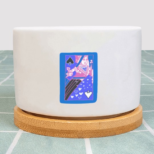 Blue Queen Of Spades Playing Card Plant Pots