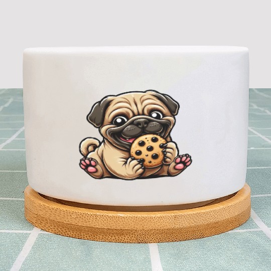 Pug Cookie Sweet Dessert Biscuit Plant Pots