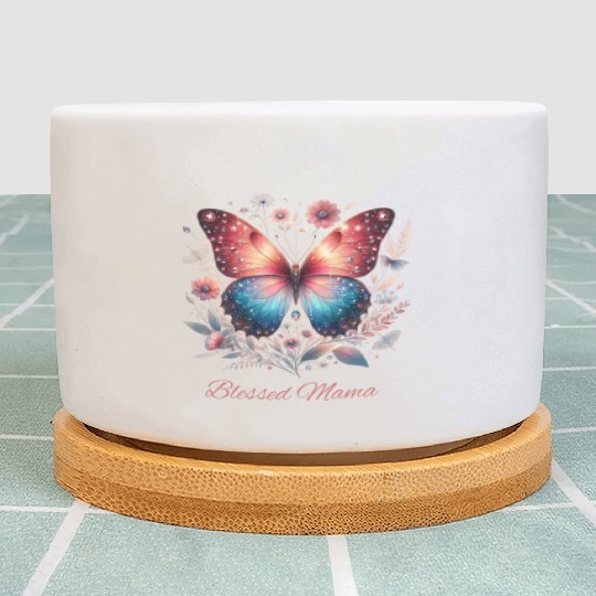 Floral Butterfly Blessed Mama Plant Pots