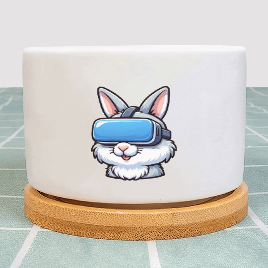 VR Gamer Bunny: Digital Gaming Adventure Plant Pots