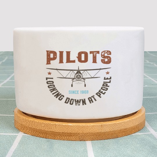 Pilots Looking Down at People Plant Pots
