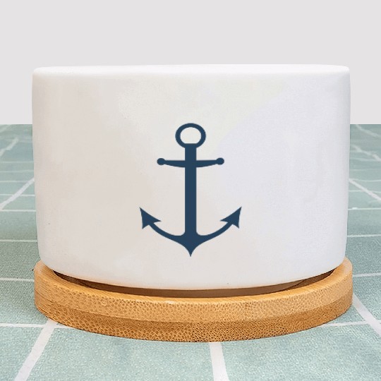 Navy Blue Sailing Boat Anchor Plant Pots