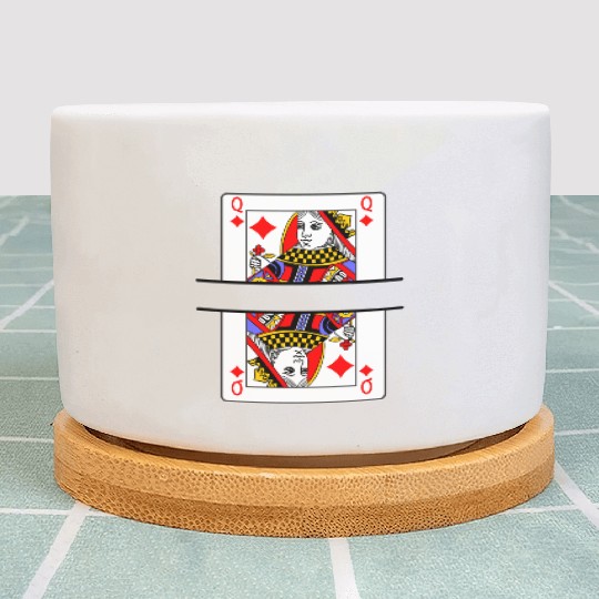 Playing card queen of diamonds with banner space Plant Pots