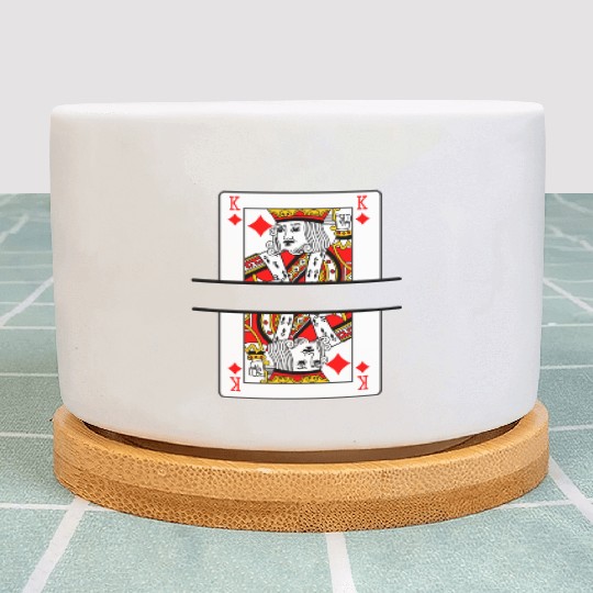 Playing card king of diamonds with banner space Plant Pots