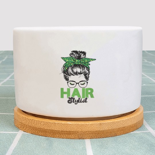Hairstylist St Patrick's Day Shamrock Messy Bun Plant Pots
