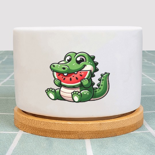 Crocodile With Watermelon Fruity Cute Plant Pots