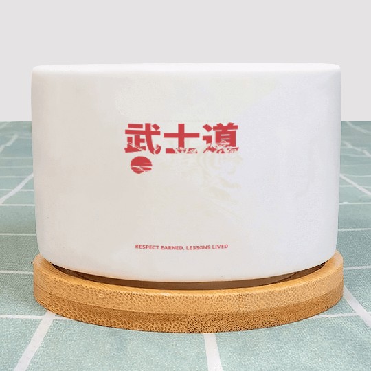 Japanese Samurai with Katana, Kanji Typography Plant Pots
