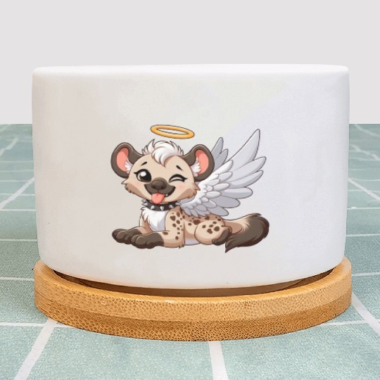 Hyena angel wings halo fantasy Plant Pots