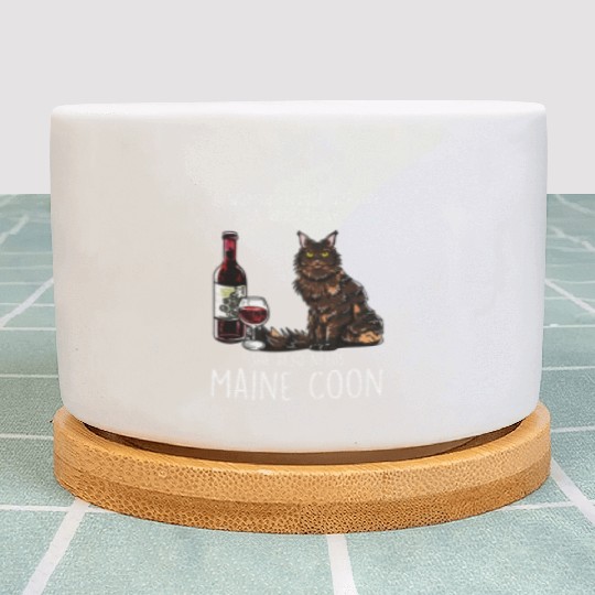 Womens She Needs A Maine and Wine Feline Cat Lover Plant Pots