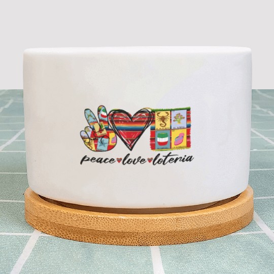 Peace Love Loteria Serape Mexican Bingo Card Plant Pots