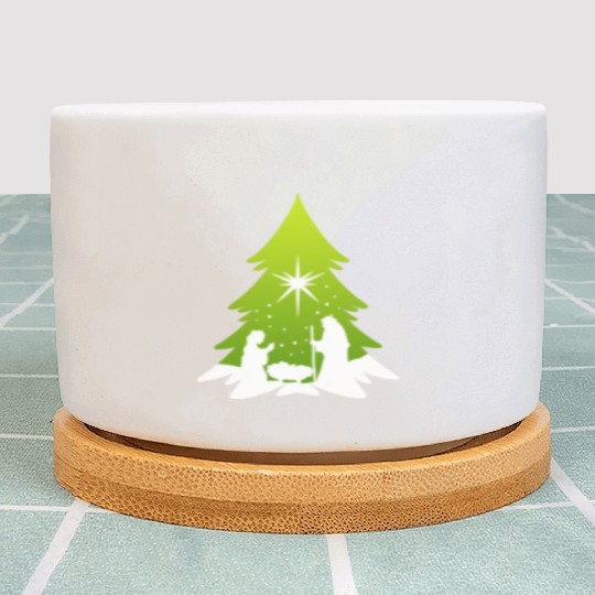 Christmas Tree Nativity Scene Artist Plant Pots
