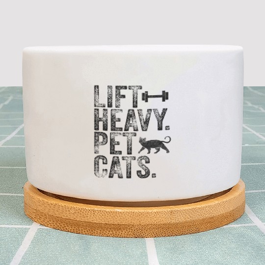 Lift Heavy Pet Cats Gym Workout Weight Plant Pots