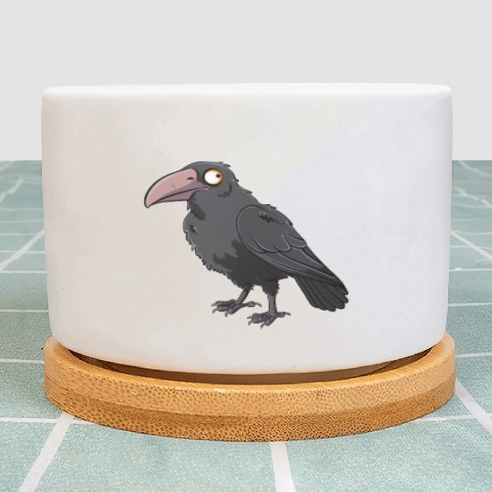 Majestic Raven with Orange Eyes Plant Pots