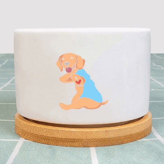 I Love Mom Tattoo Dog Golden Retriever Mom Plant Pots