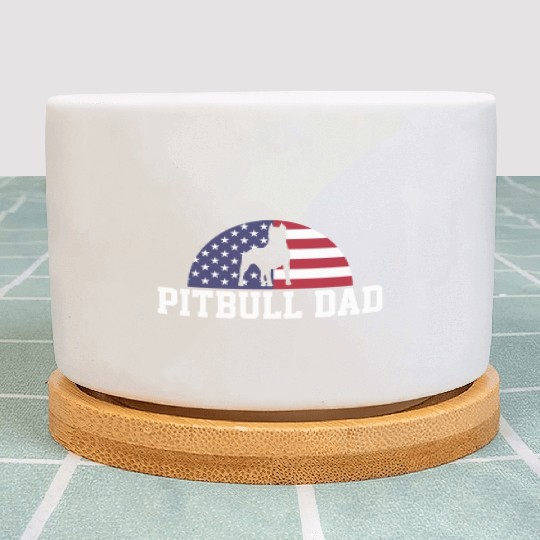Pitbull Dad Embracing USA Flag Merica Pride Art Plant Pots