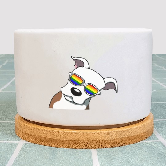 LGBTQ CUTE PIT BULL PRIDE DESIGN Plant Pots