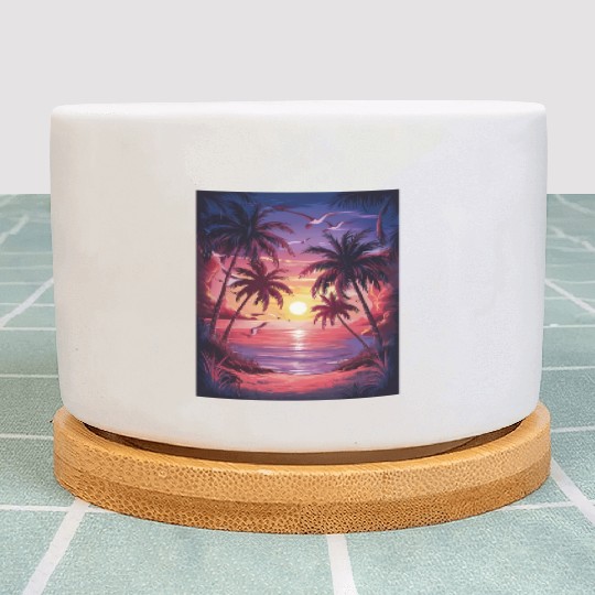 summer beach "Tropical Twilight Serenity" Plant Pots
