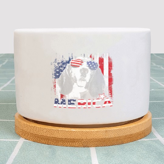 Basset Hound 4th Of July US Flag Merica Dog Lover Plant Pots