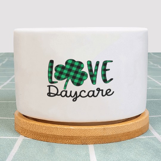 St Patricks Day Daycare Teacher Plaid Shamrock Plant Pots