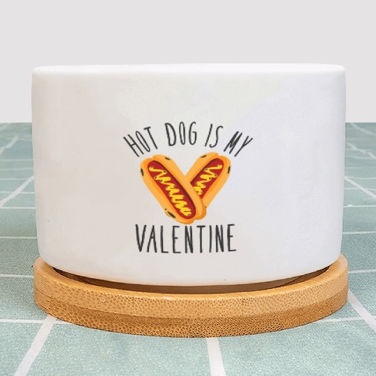 Hot Dog Adult Heart Valentines Day Plant Pots