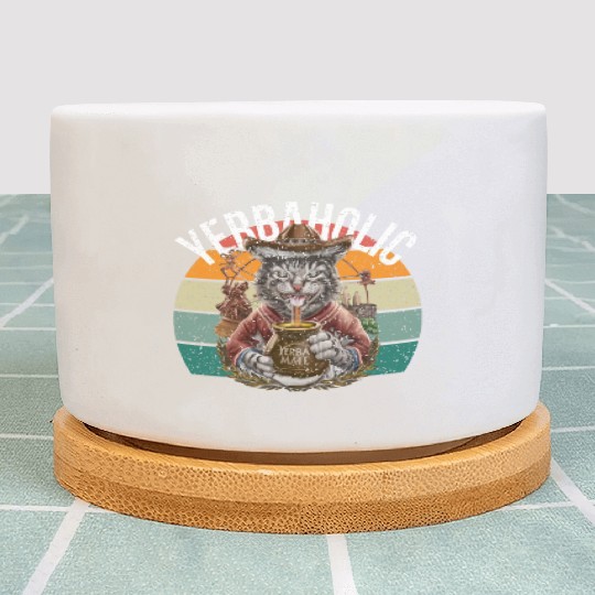 Yerba Mate Cat - Embrace the Yerbaholic Lifestyle! Plant Pots