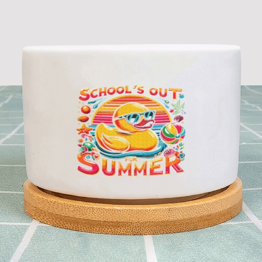Schools Out For Summer Teacher Yellow Duck Plant Pots