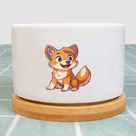Adorable Smiling Fox Cub Enthusiast Plant Pots