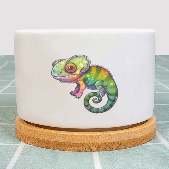 Colorful Chameleon Fantasy Creature Plant Pots