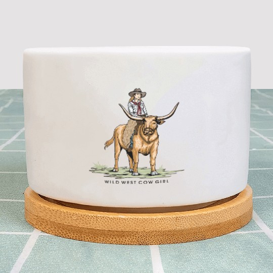 WILD WEST COW GIRL Plant Pots