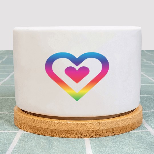 Rainbow Heart Homosexuality LGBT Love Plant Pots