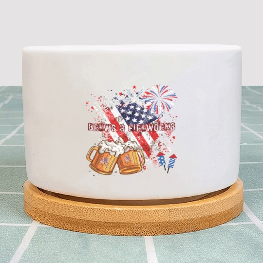 Brews & Fireworks 4th of July Independence Day Plant Pots