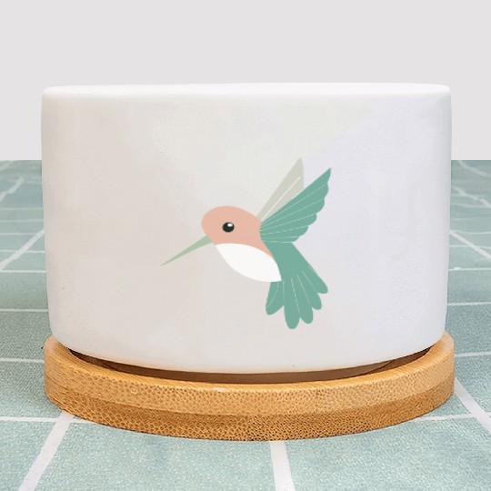 Hummingbird with green beak Plant Pots