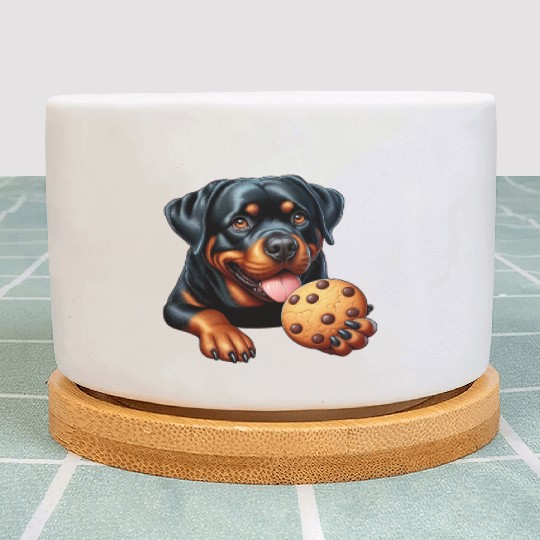 Rottweiler dog T-Rex cookie treat sweet Plant Pots