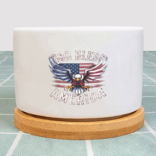 God Bless America Eagle Happy 4th Of July US Flag Plant Pots