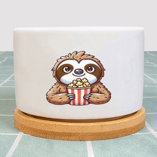 Funny sloth popcorn cinema movie Plant Pots