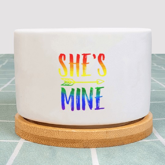 I'm Hers She's Mine LGBT Pride Lesbian Couple Plant Pots