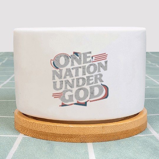 One Nation Under God Christian Pride Retro US Flag Plant Pots