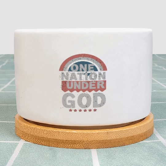 One Nation Under God Christian Pride Retro US Flag Plant Pots