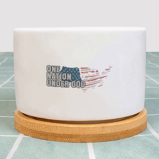 4th Of July One Nation Under God US Flag Faith Plant Pots