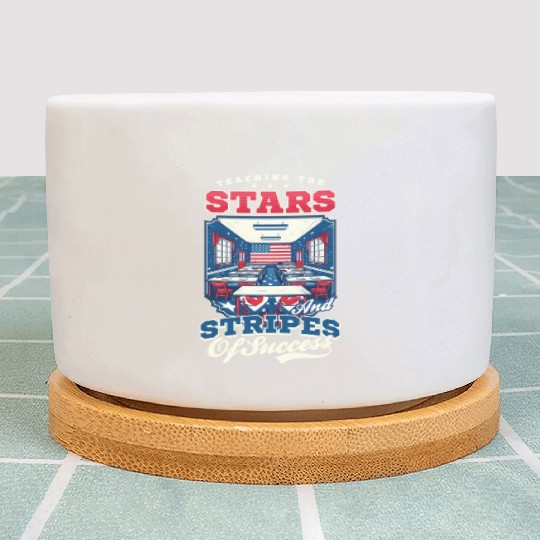 Patriotic Teacher Teaching Stars Stripes Success Plant Pots