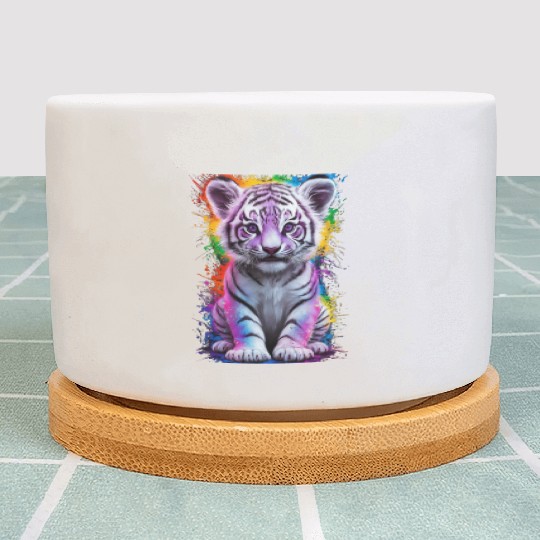 colorful tiger cub Plant Pots