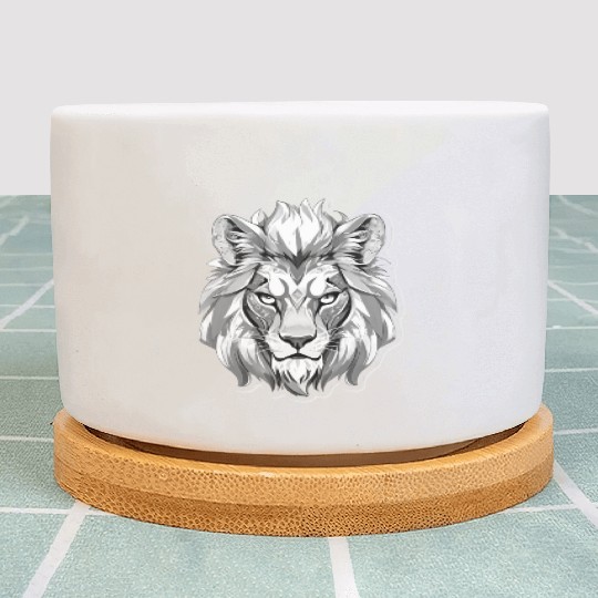 White Angry Lion Plant Pots