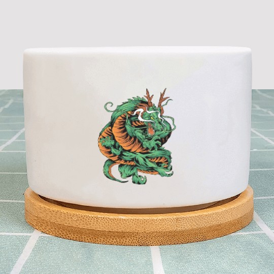 Angry Japanese Dragon Tattoo Plant Pots