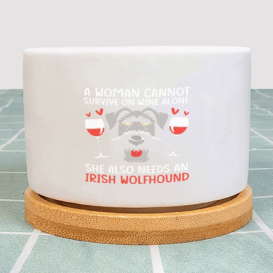 Irish Wolfhound Pet Owner Dog Mother Wine Lover Plant Pots