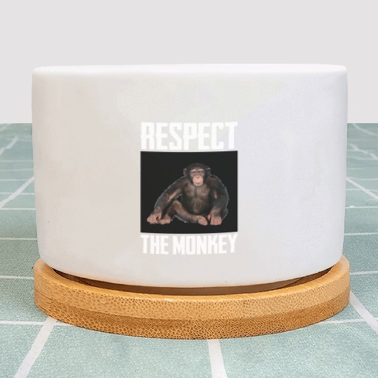 Respect The Monkey Photo Funny Primate Ape Lover Plant Pots