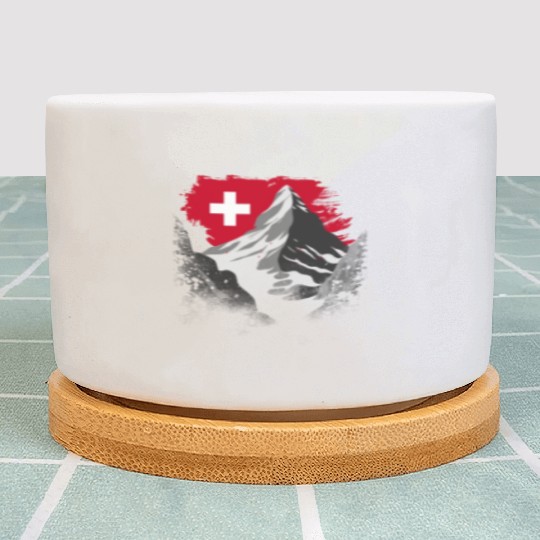 Vacation Skiing, Hiking, Mountain Switzerland Plant Pots