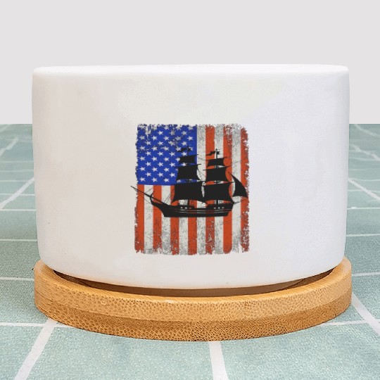 Stars, Stripes & Pirate Ship American Flag Plant Pots